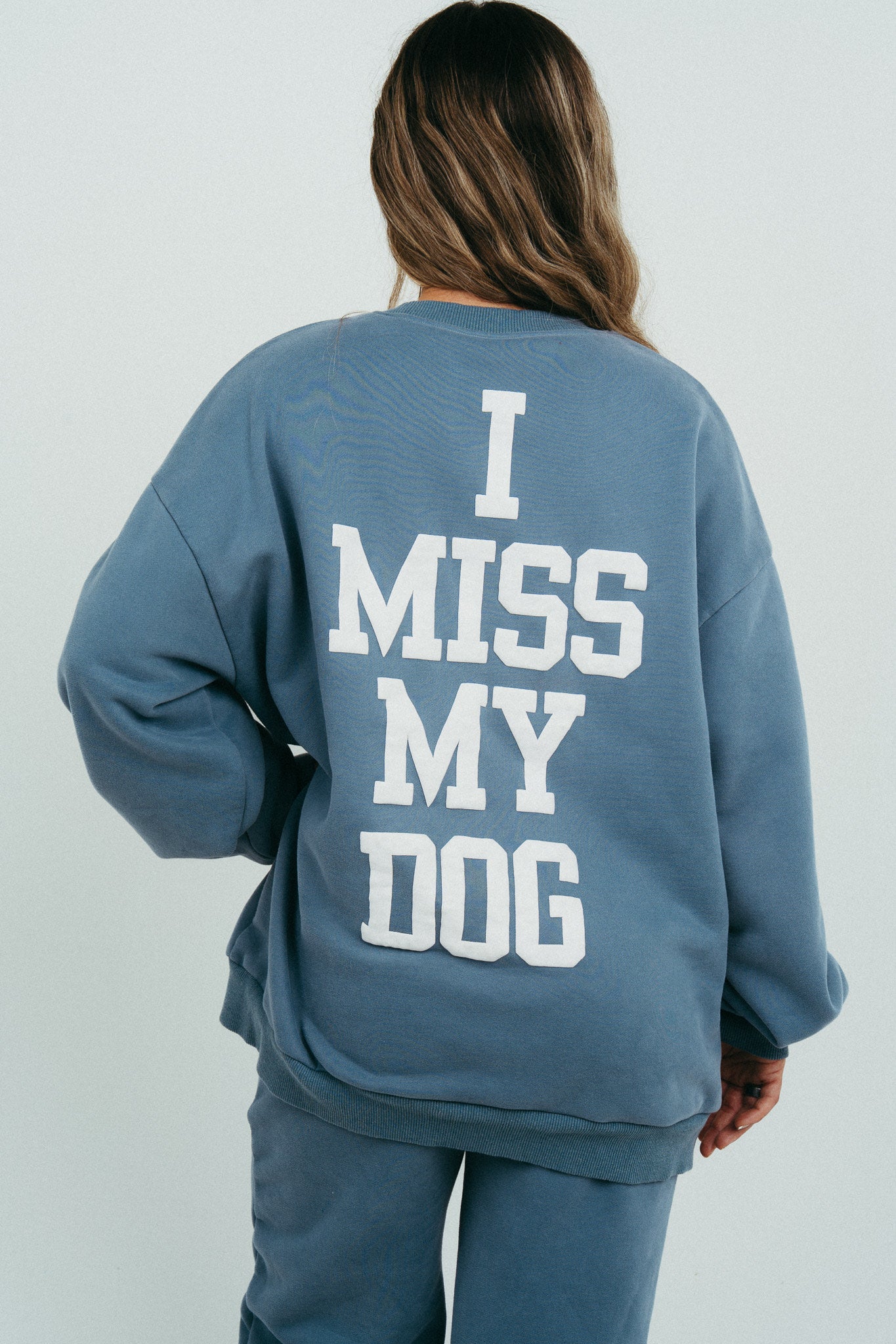 DOG LOVER OVERSIZED CREWNECK- BLUE