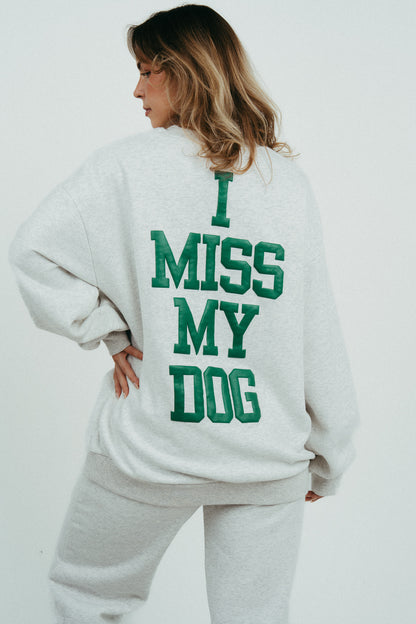 DOG LOVER OVERSIZED CREWNECK- GREY